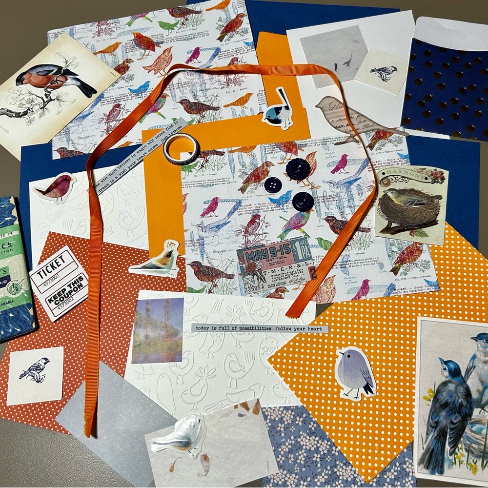 Birds in Harmony scrapbook and junk journal paper and ephemera kit
